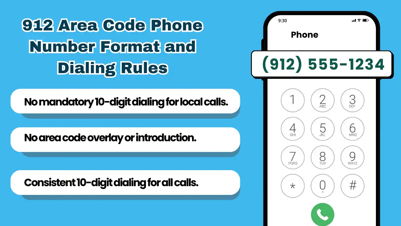 912 Area Code Phone Number Format and Dialing Rules