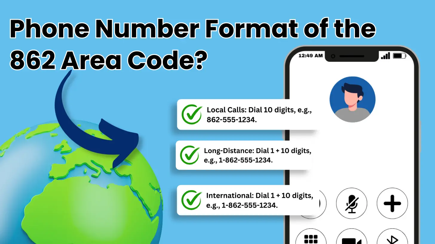 What is the Phone Number Format of the 862 Area Code